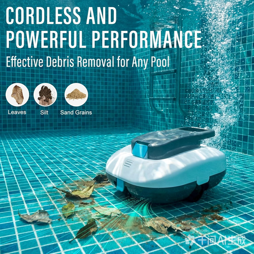 Cordless Robotic Pool Cleaner with Dual high-Efficiency Motors Delivers Strong Suction, Smart Self-Parking,Smart LED Indicator,Pool Vacuum for Above-Ground Flat Pool up to 900 Sq.ft(White)