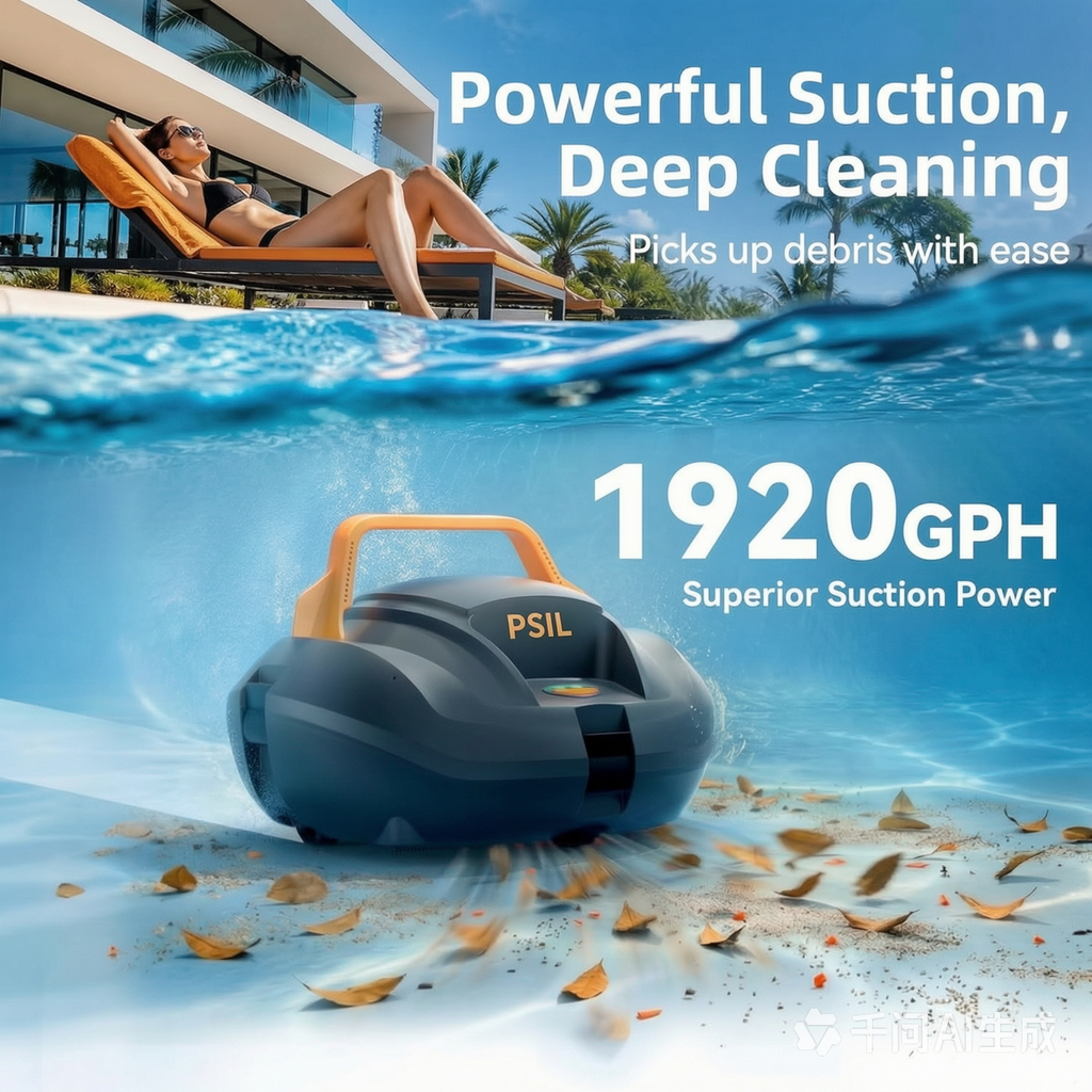 Planet Edge Pool Vacuum for Above Ground Pool, 120-Min Runtime, Powerful Dual-Motor, Adjustable Cleaning Path, Cordless Robotic Pool Cleaner for Flat Pools Up to 850 Sq.ft, Deep Grey