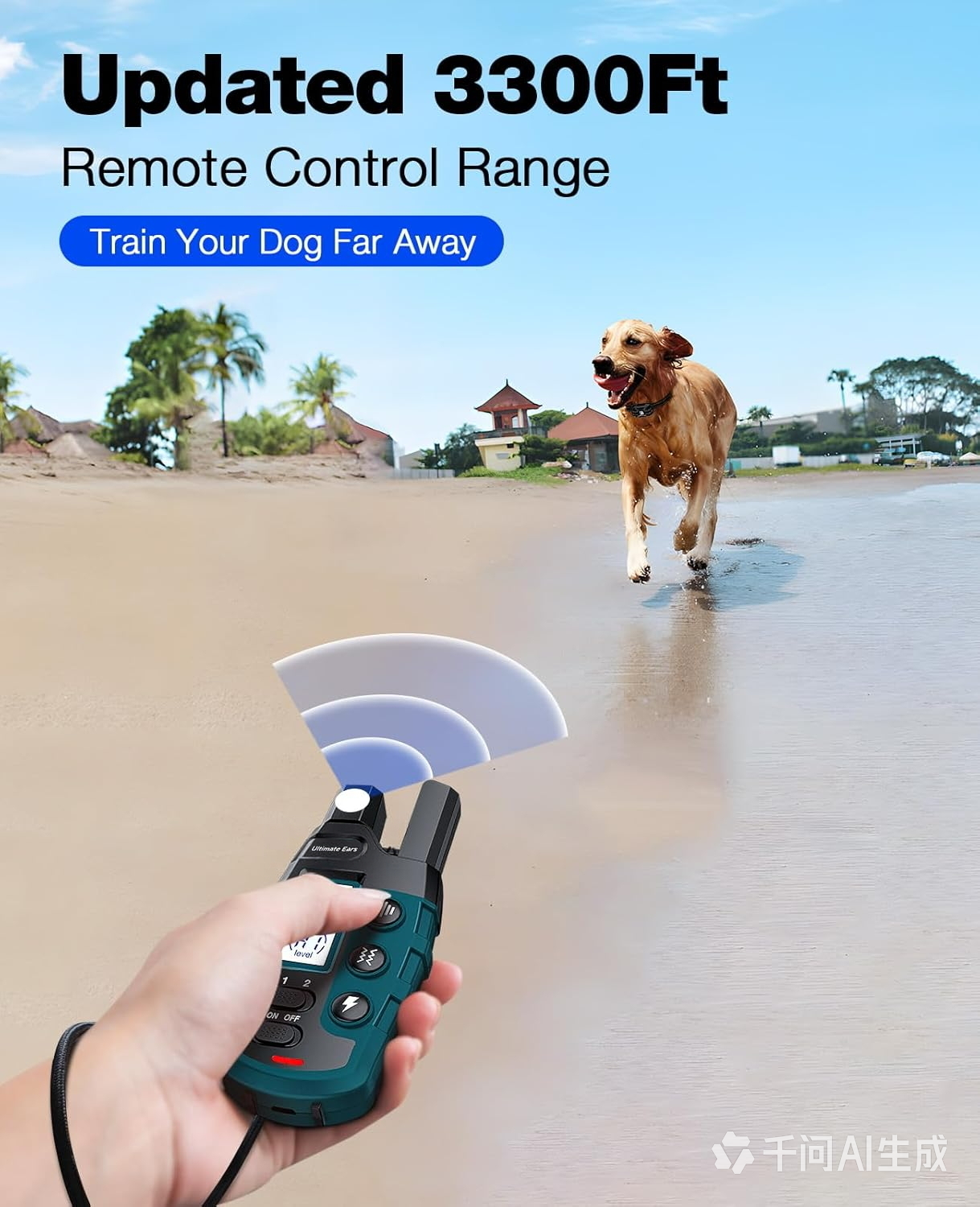 Ultimate Ears Dog Shock Collar - 3300Ft Training Collar with Remote for 5-120lbs Small Medium Large Dogs Rechargeable Waterproof e Collar with Beep (1-8), Shake(1-16), Safe Shock(1-99) Modes (Black)