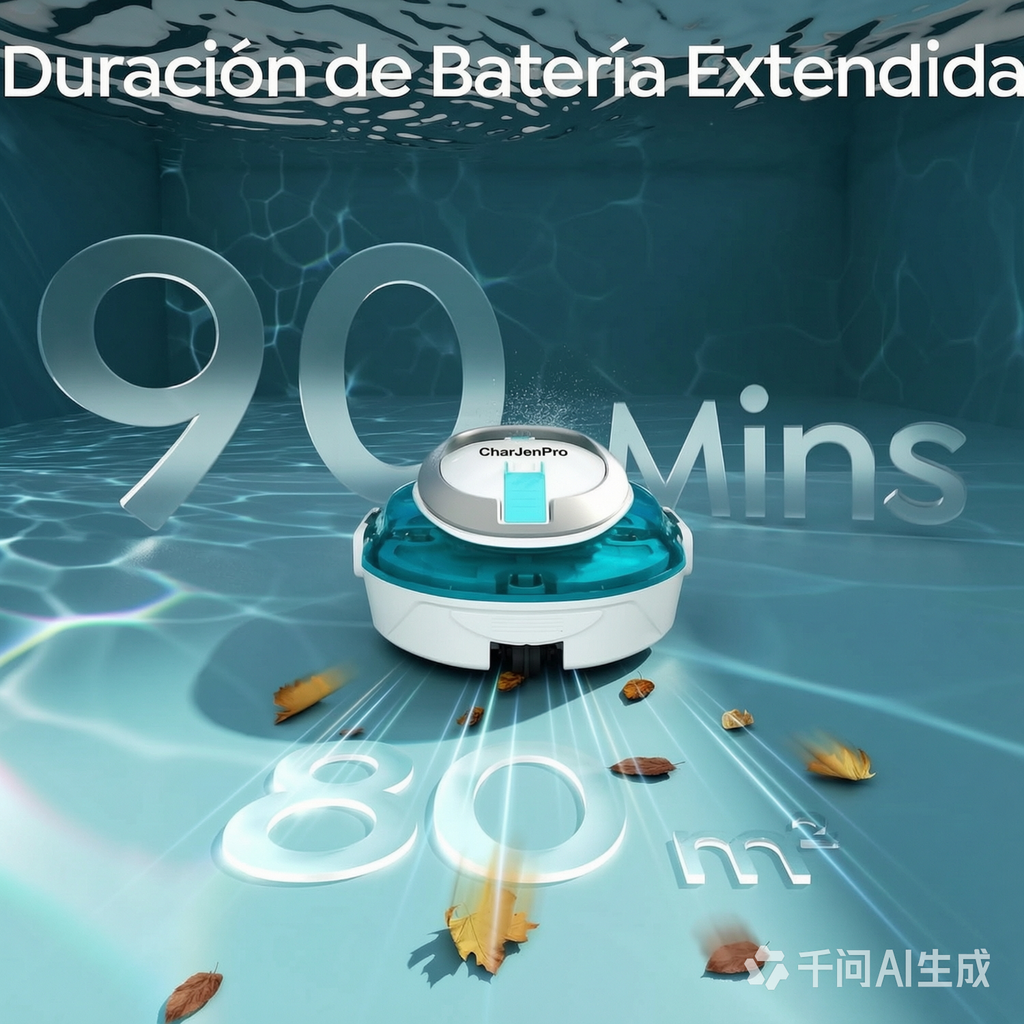 CharJenPro S2 Robot Piscina,Doble Filtración,Robot Limpiafondos Piscina Sin Cable,Doble Motor,90 Minutos de Limpieza,Carga en 2.5h