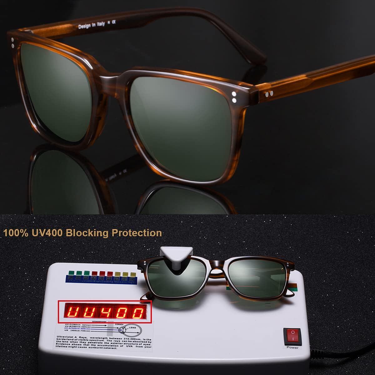 CharJenPro Polarized Men's Sunglasses UV400 Protection for Driving Fishing Cool Man Acetate Shades CA5354