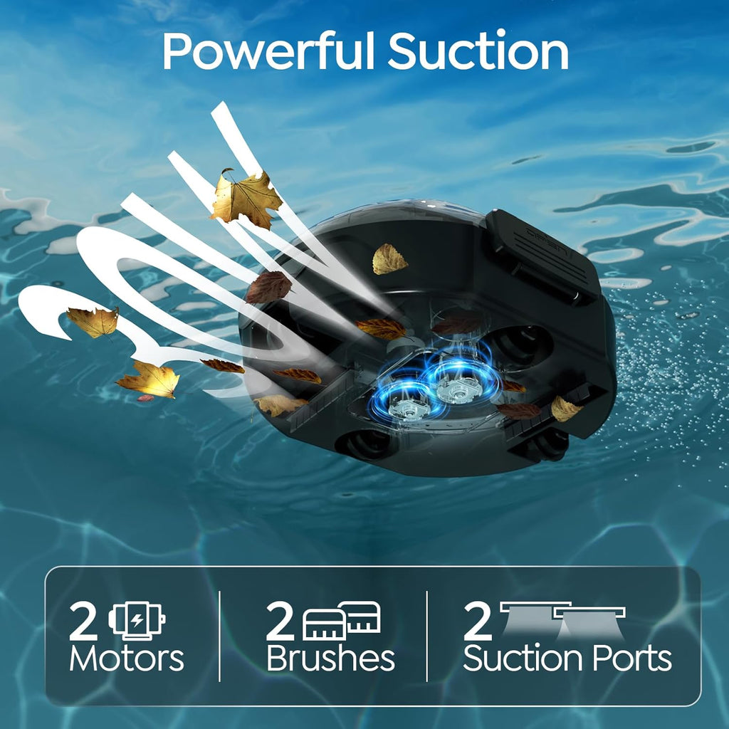 S2 Pool Vacuum Robot for Above Ground Pools, Cordless Operation, 80-Min Runtime, Coverage up to 766 sq ft, Efficient Cleaning Performance, Self-Parking and Easy Maintenance (Jet Black)