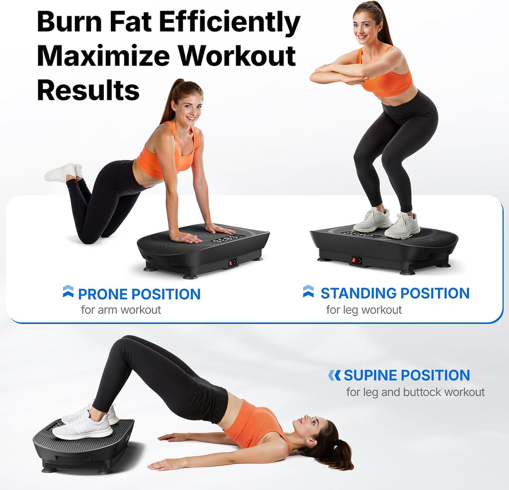 Ultimate Ears Vibration Plate Exercise Machine, Curved Vibration Plate for Lymphatic Drainage Weight Loss, Vibrating Plate with Real-Time Calorie Tracking on LED Display, Workout Equipment for Home Women Men