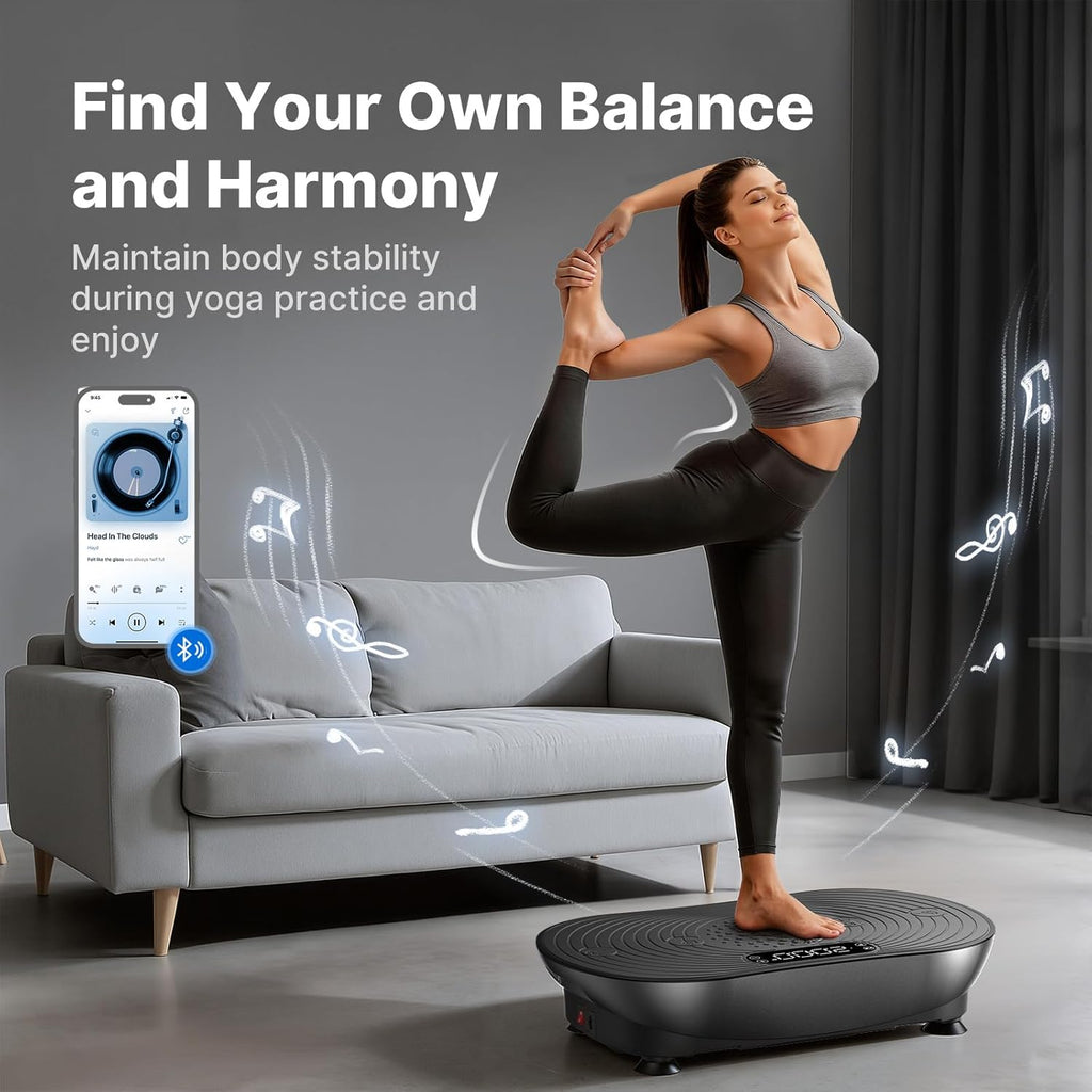 Ultimate Ears Vibration Plate Exercise Machine, Vibrating Platform for Lymphatic Drainage Weight Loss Muscle Activation, Full Body Home Exercise Equipment with LED Touch Screen Bluetooth Pull Cord