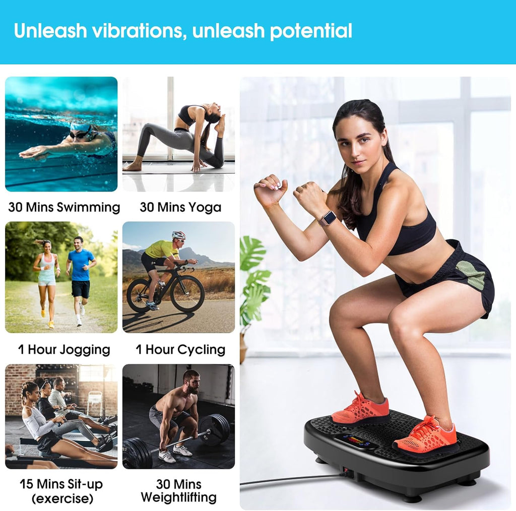 Ultimate Ears Waver Vibration Plate Exercise Machine for Lymphatic Drainage Weight Loss,120 Speed Levels Vibrating Platform with Resistance Bands,Full-Body Workout Equipment for Muscle Activation