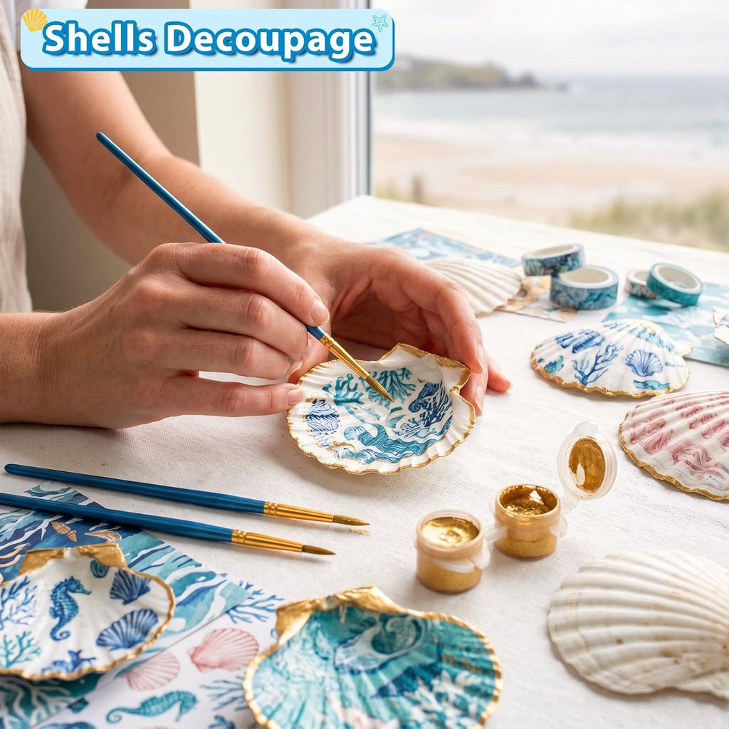 Ultimate Ears 20Pcs 4-5 Inch Large Scallop Shells for Crafts, Natural White Scallop Shells for Baking, Painting, DIY Crafts, Decoupage, Beach Wedding Decor, Large Seashells Bulk for Home