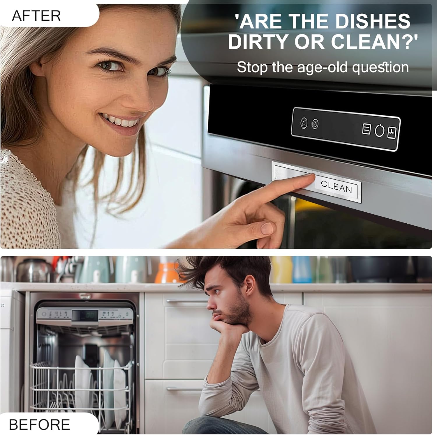 CharJenPro Dishwasher Clean Dirty Sign, Clean Dirty Magnet for Dishwasher - Strong Holding, Non-Scratch, Easy to Read & Slide （7.08″ x 1.57″）