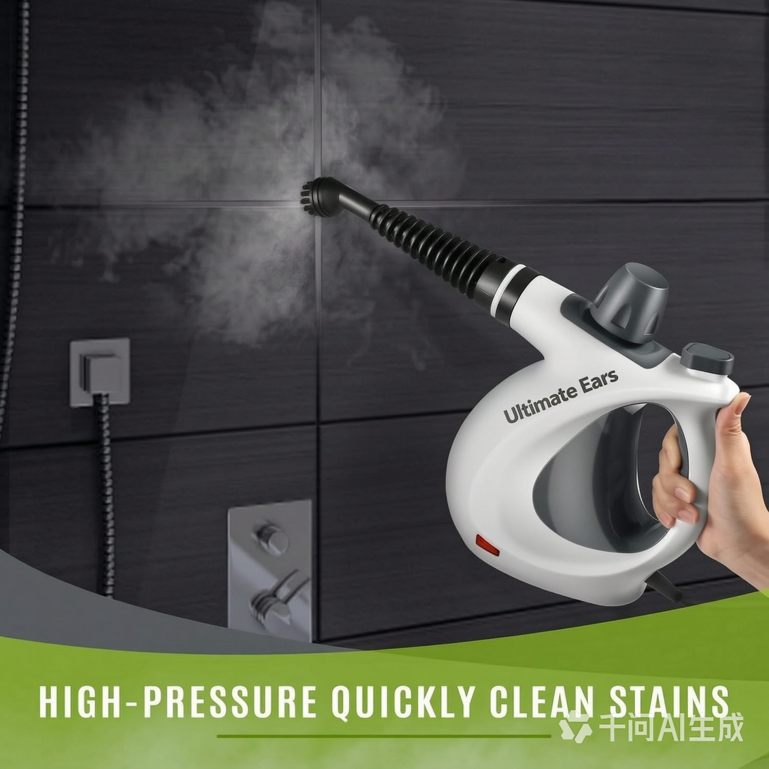 Ultimate Ears Pressurized Handheld Multi-Surface Natural Steam Cleaner with 12 pcs Accessories, Multi-Purpose Steamer for Home Use, Steamer for Cleaning Floor, Upholstery, Grout and Car (Grey)