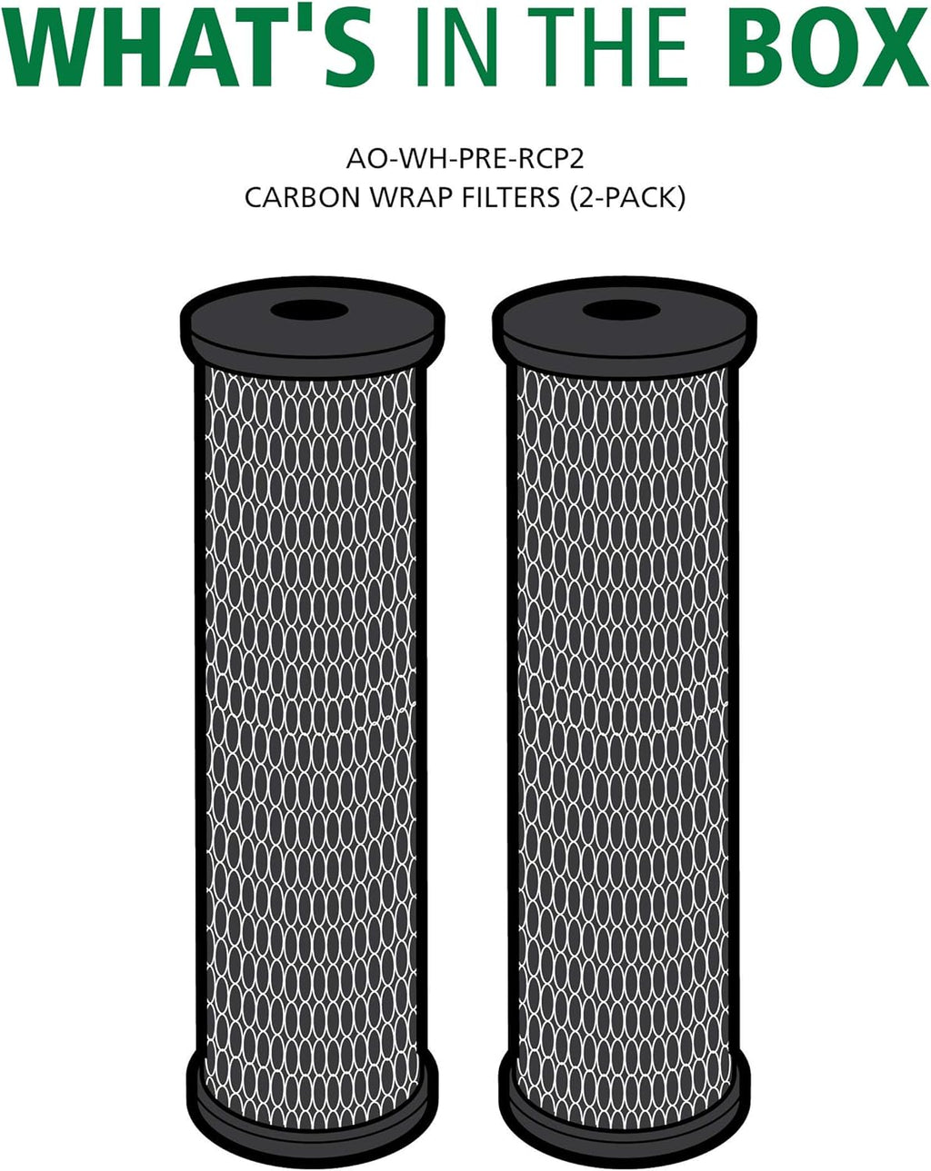 PSIL 2.5"x10" 5 Micron Carbon Wrap Sediment Water Filter Replacement Cartridge - 2 Pack - NSF/ANSI 42 Certified - For Whole House Filtration Systems