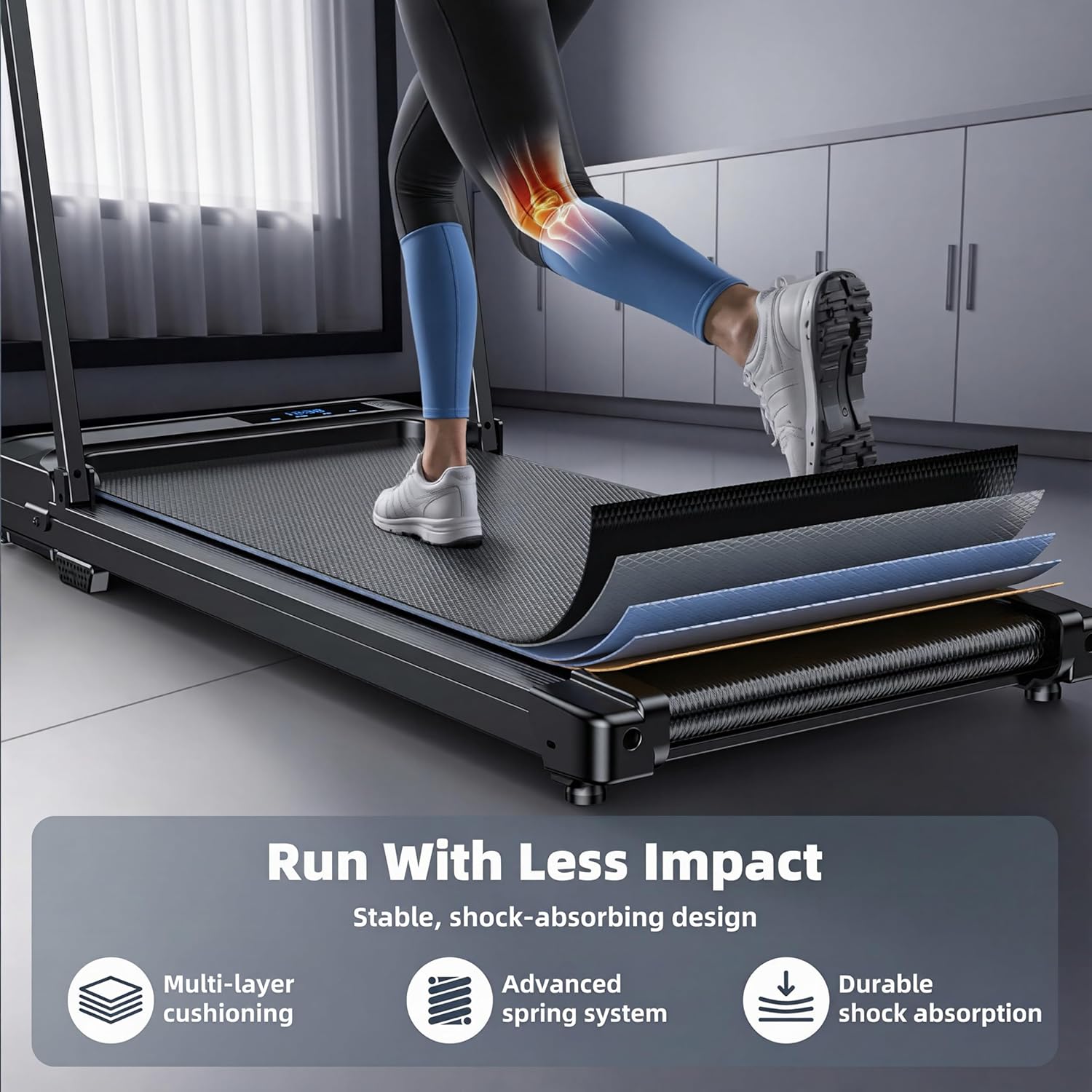 Ultimate Ears Walking Pad Treadmill for Home - Folding Treadmills with Handle Bar Portable Compact Fold up Indoor Foldable Handles Electric Walk Pads Small Spaces Mini Running Quiet Under Bed Office