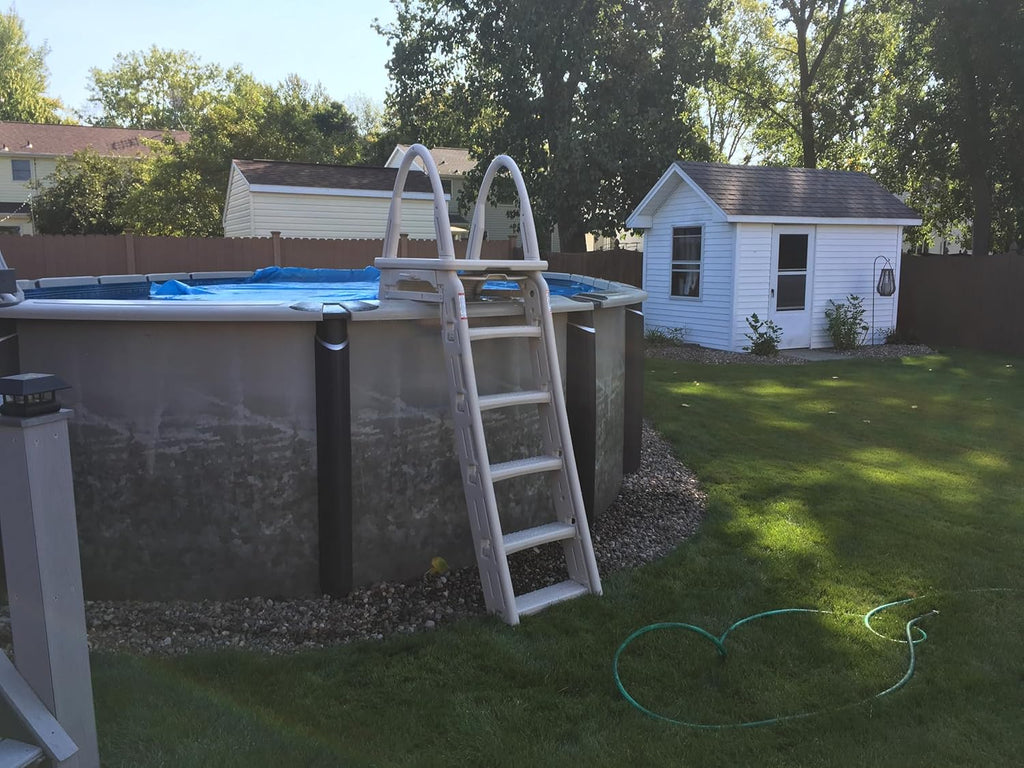 Ultimate Ears Confer Plastics 7200 Roll Guard fits Above-Ground Pool Heights from 48" to 56" A Frame Safety Ladder for Above Ground Outdoor Patio Swimming Pool Platform Ladder with Step Barrier Warm Grey