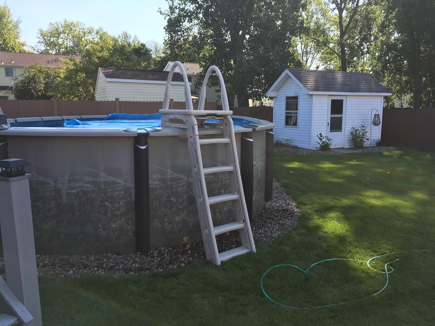 Ultimate Ears Confer Plastics 7200 Roll Guard fits Above-Ground Pool Heights from 48" to 56" A Frame Safety Ladder for Above Ground Outdoor Patio Swimming Pool Platform Ladder with Step Barrier Warm Grey