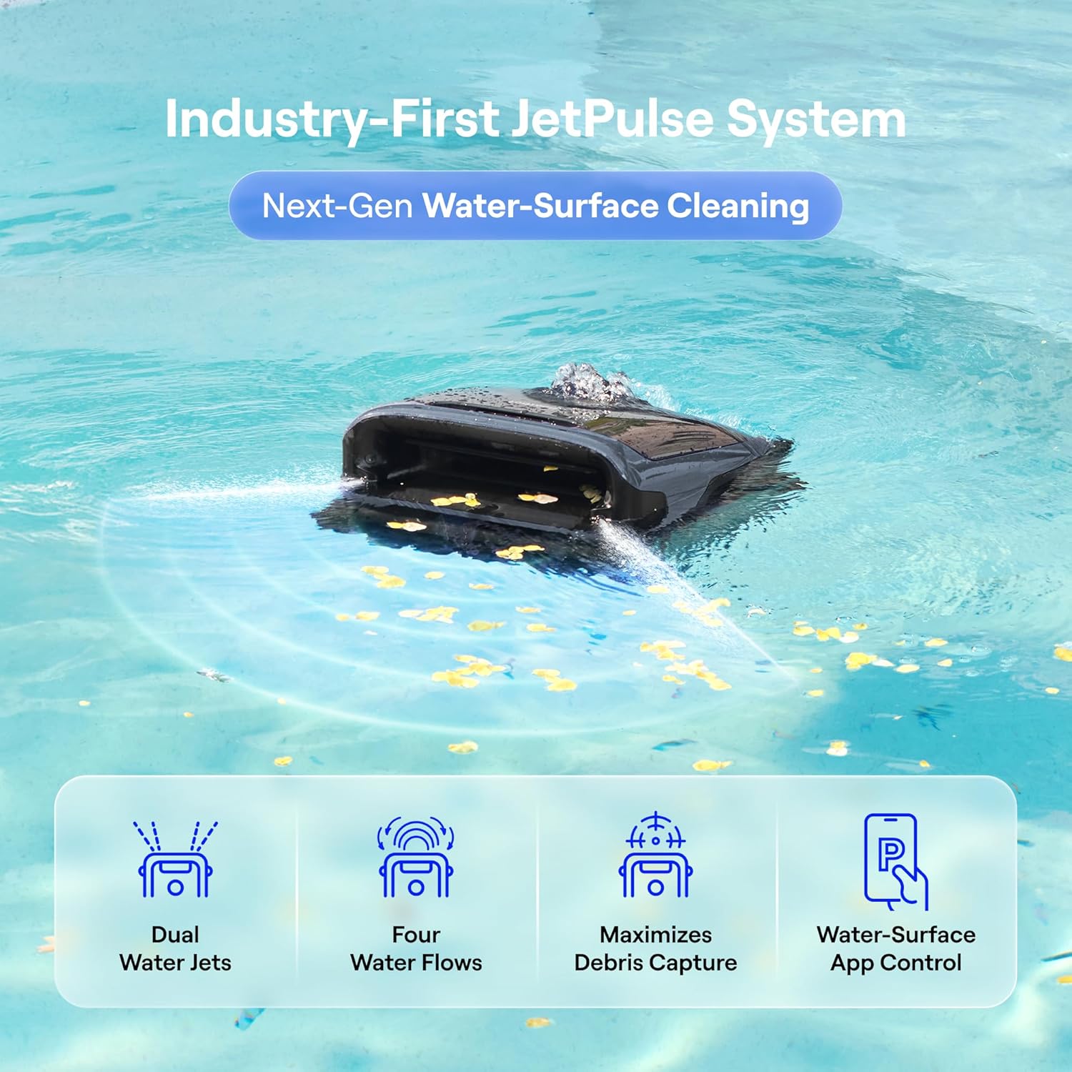 PSIL Sora 70 Pool Vacuum Robot, 360° Top-to-Bottom Cleaning, Smart Surface Parking, 6L Capacity, 6800GPH Super Power for Above & In-Ground Pools Up to 3,200 sq. ft, Light Blue