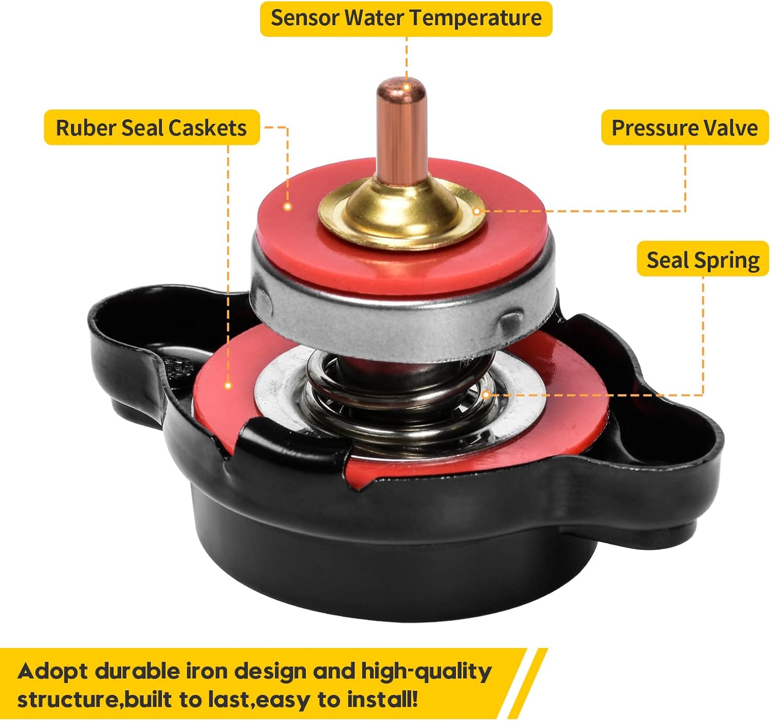PSIL High Pressure Radiator Cap with Temperature Gauge, Huazu 1.8 Bar 25.6 psi Universal Radiator Cap Fit for Honda, Kawasaki, Suzuki, Husqvarna Dirt Bike, Yamaha Motorcycle ATV Models