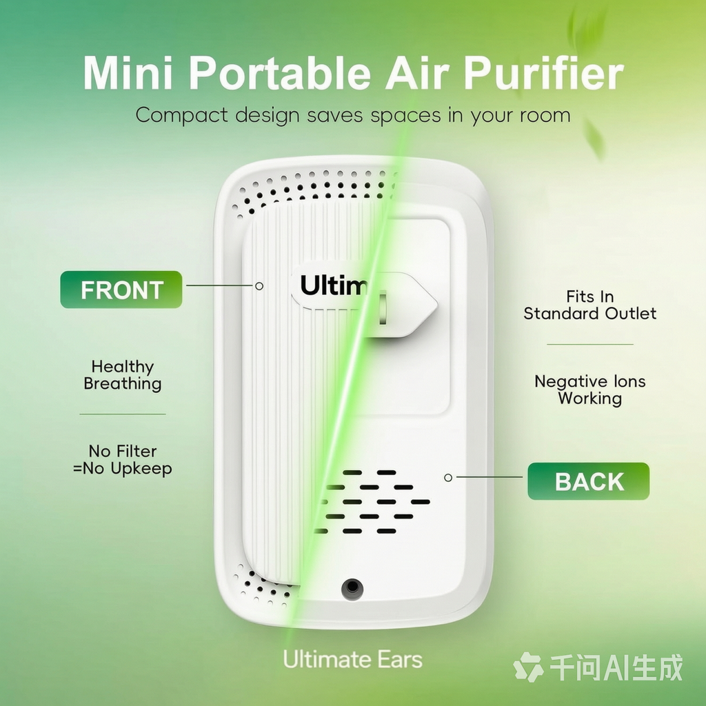 Ultimate Ears Air Ionizers (4 Pack）- Plug In Negative Ion Air Purifiers - Quiet Air Freshener for Home, Bedroom, Office, Basement - Portable Air Purifier Odor, Smoke, Dust, Pet Smell - Mini Air Cleaner White