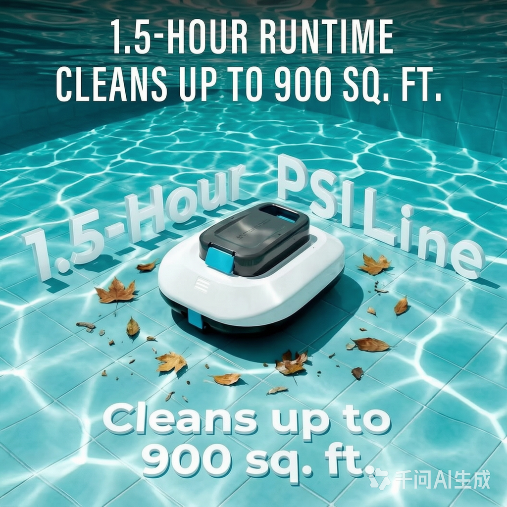 Cordless Robotic Pool Cleaner with Dual high-Efficiency Motors Delivers Strong Suction, Smart Self-Parking,Smart LED Indicator,Pool Vacuum for Above-Ground Flat Pool up to 900 Sq.ft(White)