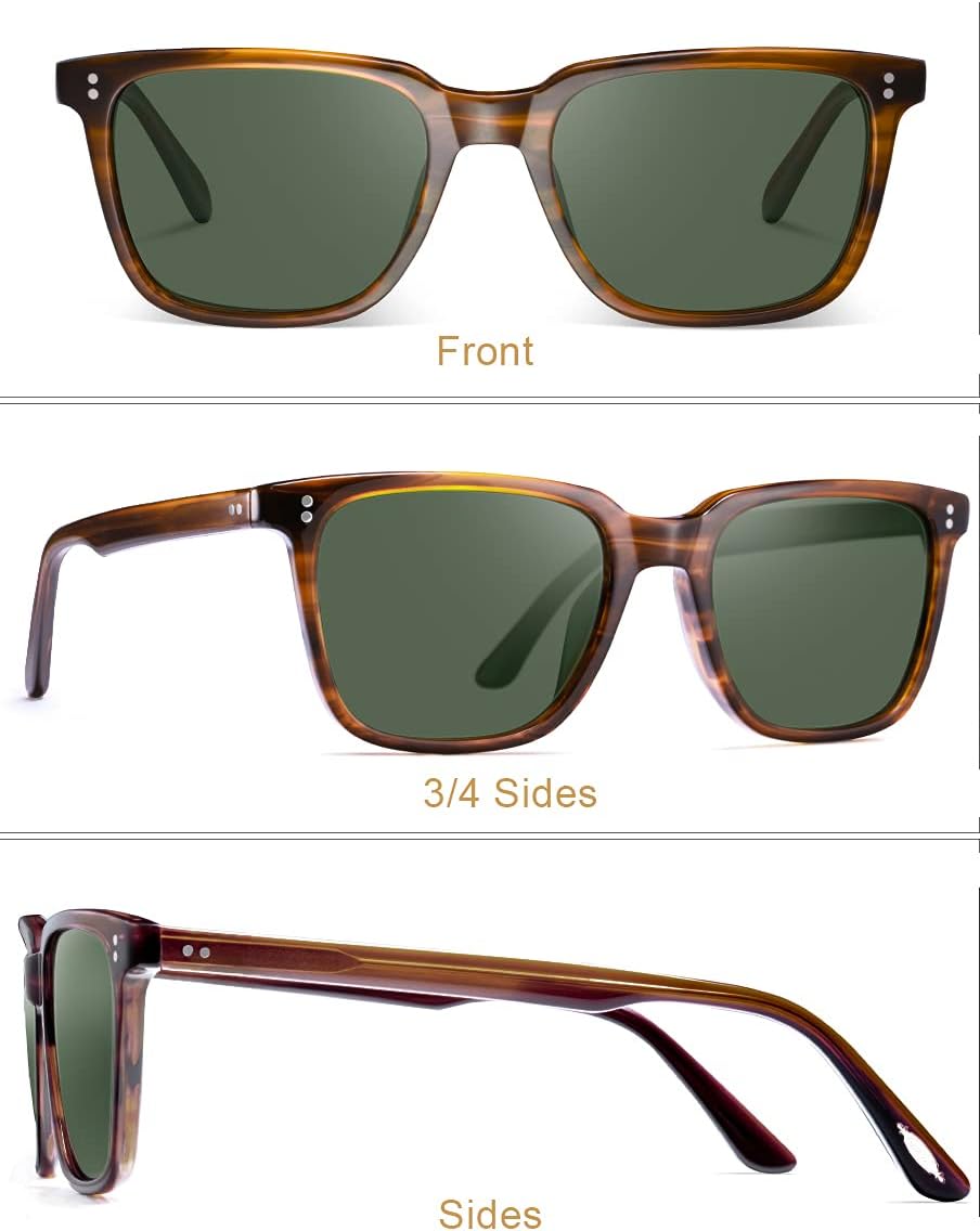 CharJenPro Polarized Men's Sunglasses UV400 Protection for Driving Fishing Cool Man Acetate Shades CA5354