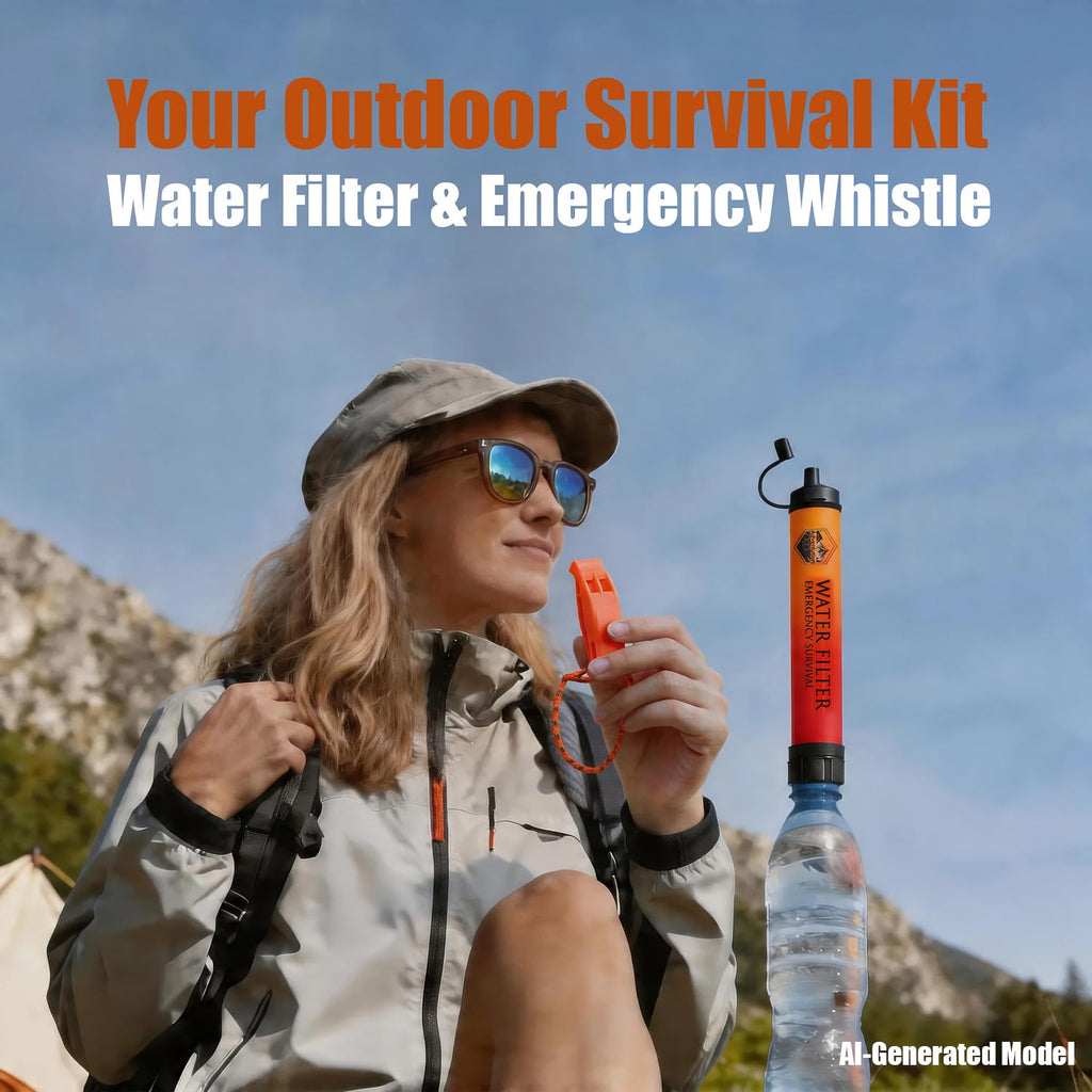 Ultimate Ears 5-Pack Personal Water Filter Straw with Emergency Whistle, Portable Reusable Survival Filter for Family Camping, Hiking, Backpacking & Emergency Preparedness