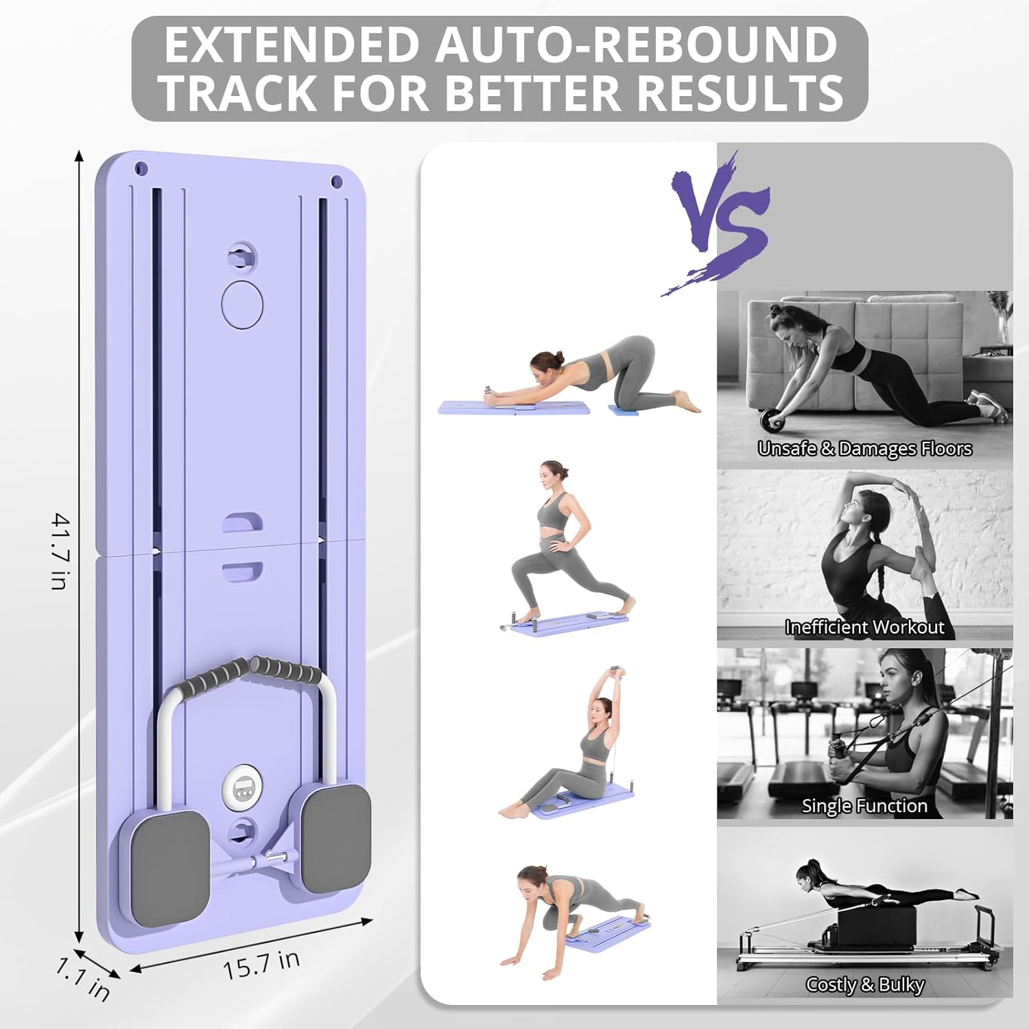 Ultimate Ears Pilates Board - Pilates Reformer Set, Multi-Purpose Foldable Pilates Reformer Board for Home, 5 in 1 Pilates Sliding Board