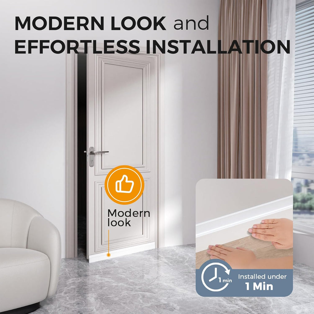 Ultimate Ears 2 Pack Door Draft Stopper, Under Door Sweep for Exterior & Interior Doors, Weather Stripping Door Seal, Garage Window Blocker Noise Cold Air Insulation, Draft Guard White 2" W x 39" L