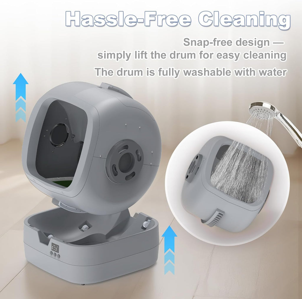 Ultimate Ears Automatic Cat Litter Box Self Cleaning - APP Control - Weight Monitoring - Ultra-Quiet, Medium Cats and Kittens Litter Box, Safe Anti-Pinch【Assembly Required】- Grey