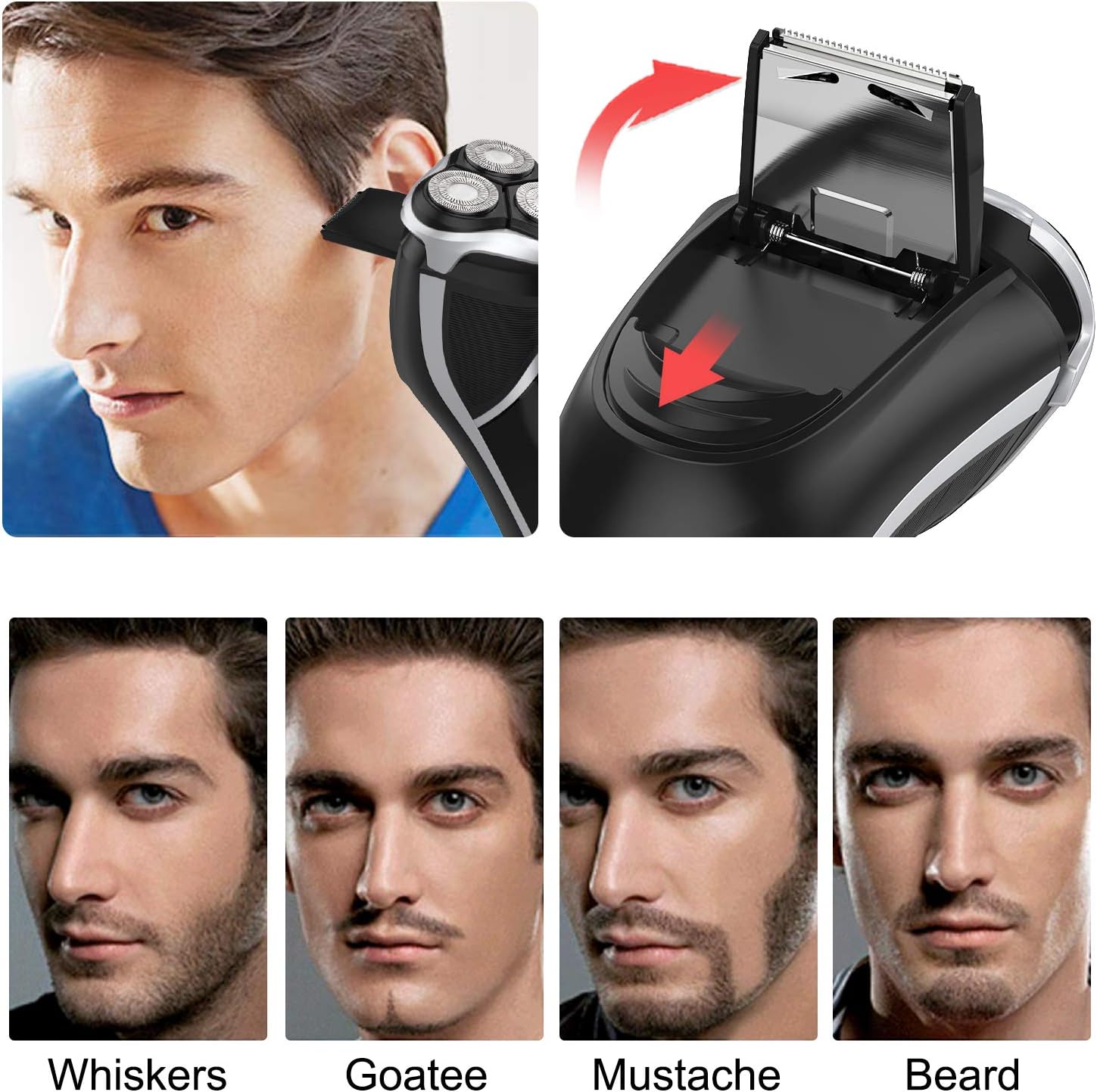 Men's Electric Shaver - Ultimate Ears Corded and Cordless Rechargeable 3D Rotary Shaver Razor for Men with Pop-up Sideburn Trimmer Wet and Dry, IPX7 Waterproof, Plug & Play Visit the PSIL Store