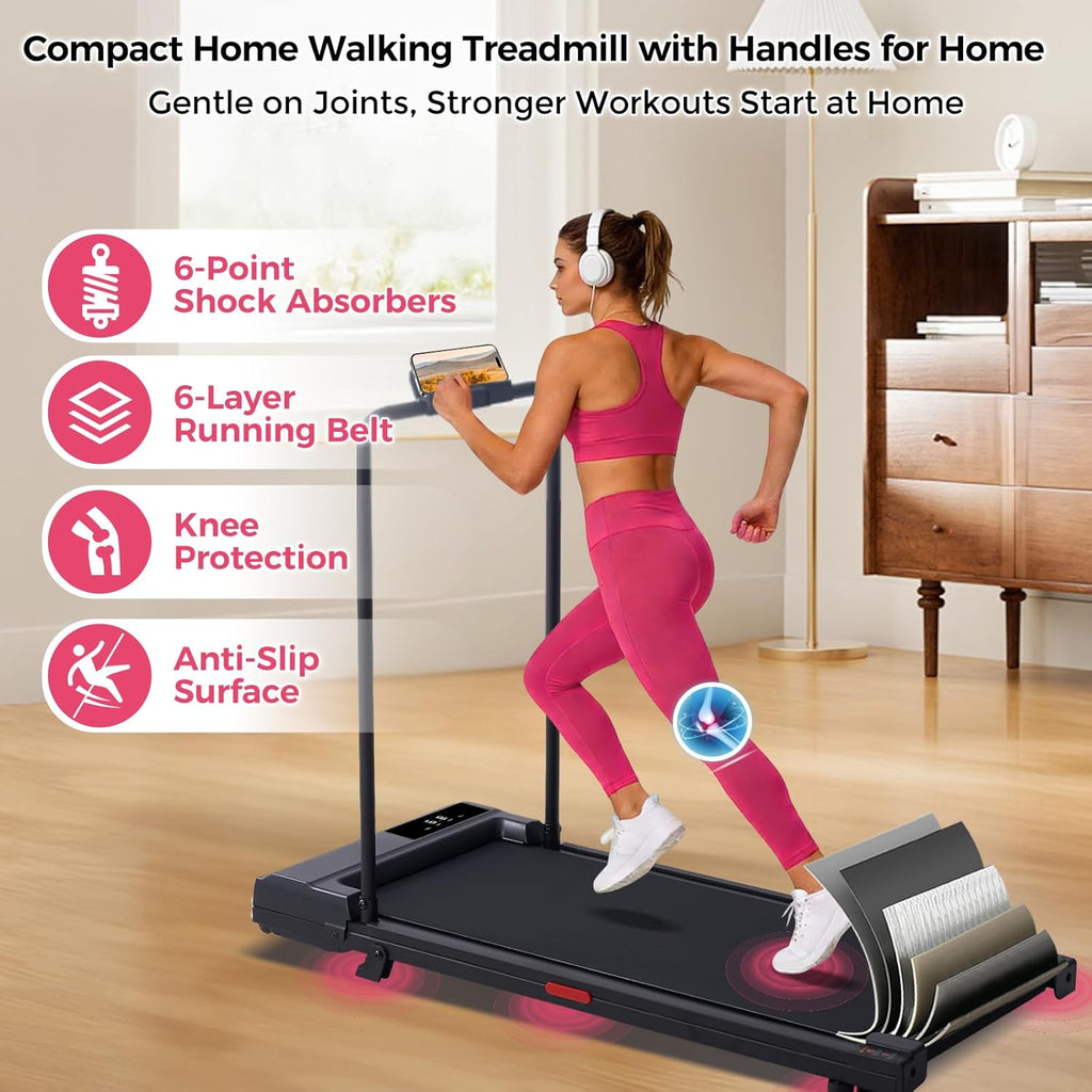 Ultimate Ears Portable Walking Pad Treadmills for Home Small, Electric Mini Walking Treadmill for Exercising, 3.0HP Compact Walking Pad Treadmill with Handle Bar, 0.6-7.6MPH, 350LB Capacity