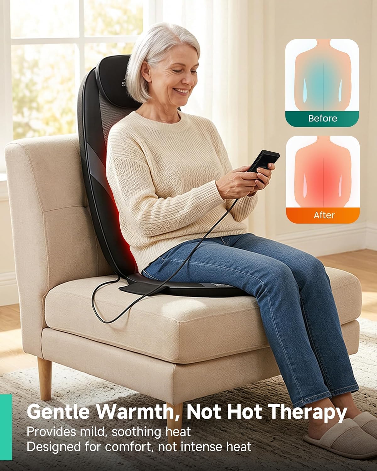Ultimate Ears 2026 Upgraded Shiatsu Roller Back Massager with Heat Massage Chair Pad Kneading Back Massager for Pain Relief Deep Tissue Chair Massage Pad for Office Home Gift Fathers