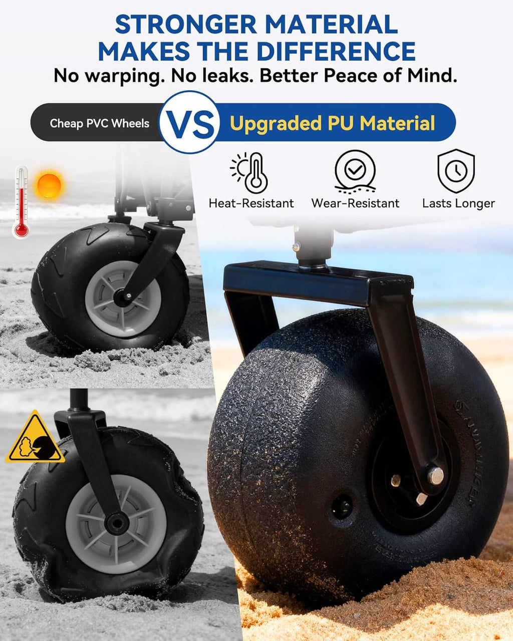 CharJenPro Beach Wagon with Balloon Wheels, 9" PU Tires Collapsible Wagon, 440lbs Heavy Duty Beach Cart with Big Wheels for Sand, Large Capacity Utility Wagons Carts Visit the CharJenPro Store