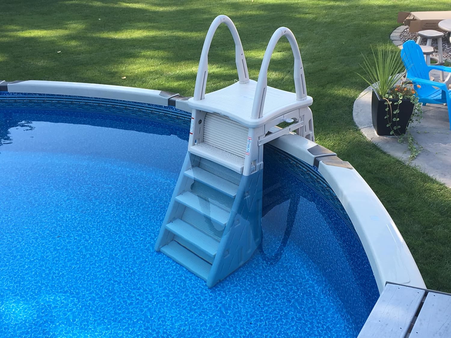 Ultimate Ears Confer Plastics 7200 Roll Guard fits Above-Ground Pool Heights from 48" to 56" A Frame Safety Ladder for Above Ground Outdoor Patio Swimming Pool Platform Ladder with Step Barrier Warm Grey