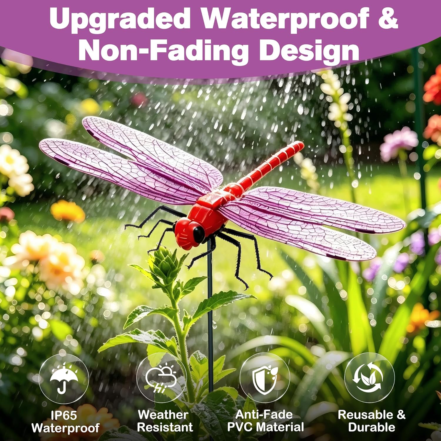 PSIL 12 Pack Dragonfly Clip,Fake Dragonflies, Humming Bird Stakes Fake, Plastics Dragonfly for Garden Stakes Decor Yard Ornaments for Hat,Deer and Horse,Fly Scare Devices for Indoor Outdoor