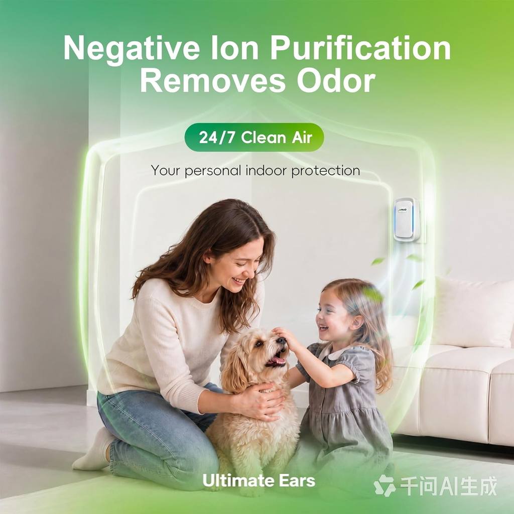 Ultimate Ears Air Ionizers (4 Pack）- Plug In Negative Ion Air Purifiers - Quiet Air Freshener for Home, Bedroom, Office, Basement - Portable Air Purifier Odor, Smoke, Dust, Pet Smell - Mini Air Cleaner White