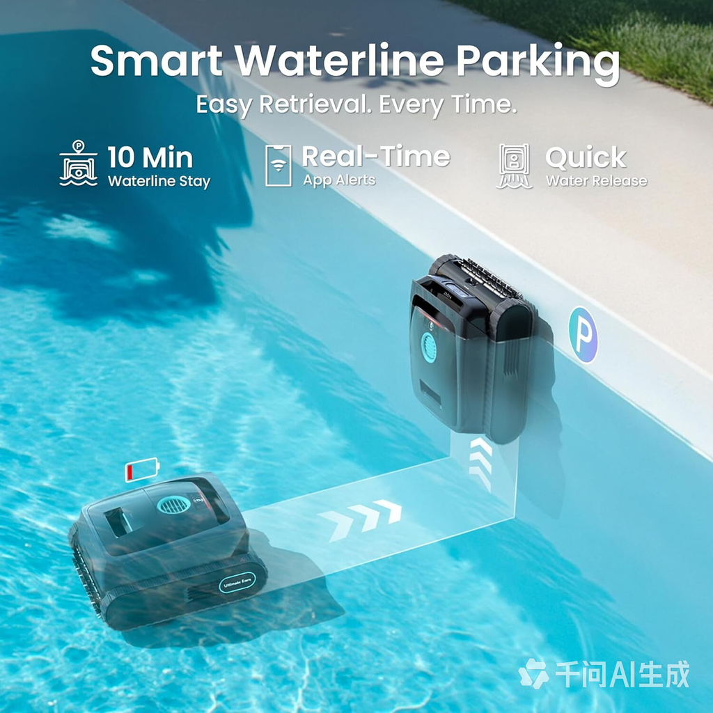 Ultimate Ears Scuba V3 AI Vision Cordless Robotic Pool Cleaner, Include Wireless Charging Dock, Smart Waterline Parking & Featherlight Design, Micromesh Multi-Layer Filtration, Grey