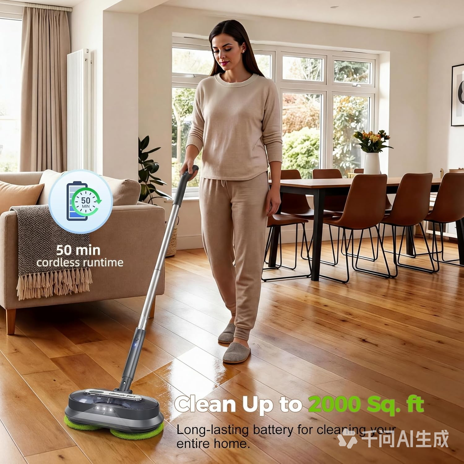Ultimate Ears Cordless Electric Mop with Spray & Detachable Water Tank, Lightweight Electric Spin Mop with Headlights for Hardwood Tile Laminate Floors, Long-Lasting Battery, Self-Propelled Floor Cleaner