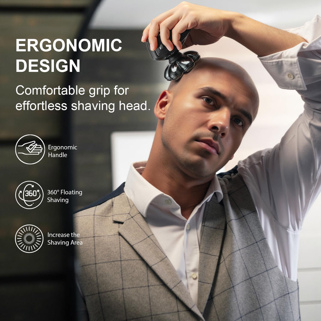 PSIL Head Shavers for Bald Men: 𝟕𝐃 𝐅𝐥𝐨𝐚𝐭𝐢𝐧𝐠 Electric Razor with Magnetic Removable Head, IPX7 Waterproof Wet or Dry Shaver, LED Display & Type-C Fast Charging 𝐟𝐨𝐫 𝐅𝐚𝐭𝐡𝐞𝐫'𝐬 𝐃𝐚𝐲