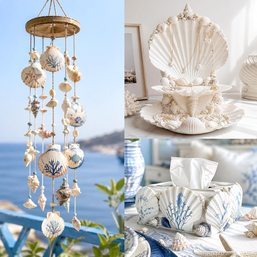Ultimate Ears 20Pcs 4-5 Inch Large Scallop Shells for Crafts, Natural White Scallop Shells for Baking, Painting, DIY Crafts, Decoupage, Beach Wedding Decor, Large Seashells Bulk for Home