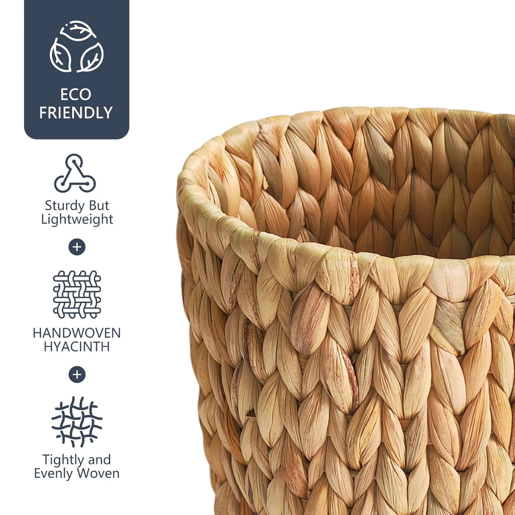 CharJenPro Wicker Trash Can,Small Bathroom Trash Can,Water Hyacinth Wicker Waste Basket for Bathroom,Boho Waste Basket for Bedroom,Home Office,Compact Spaces(2 Gallon Round)