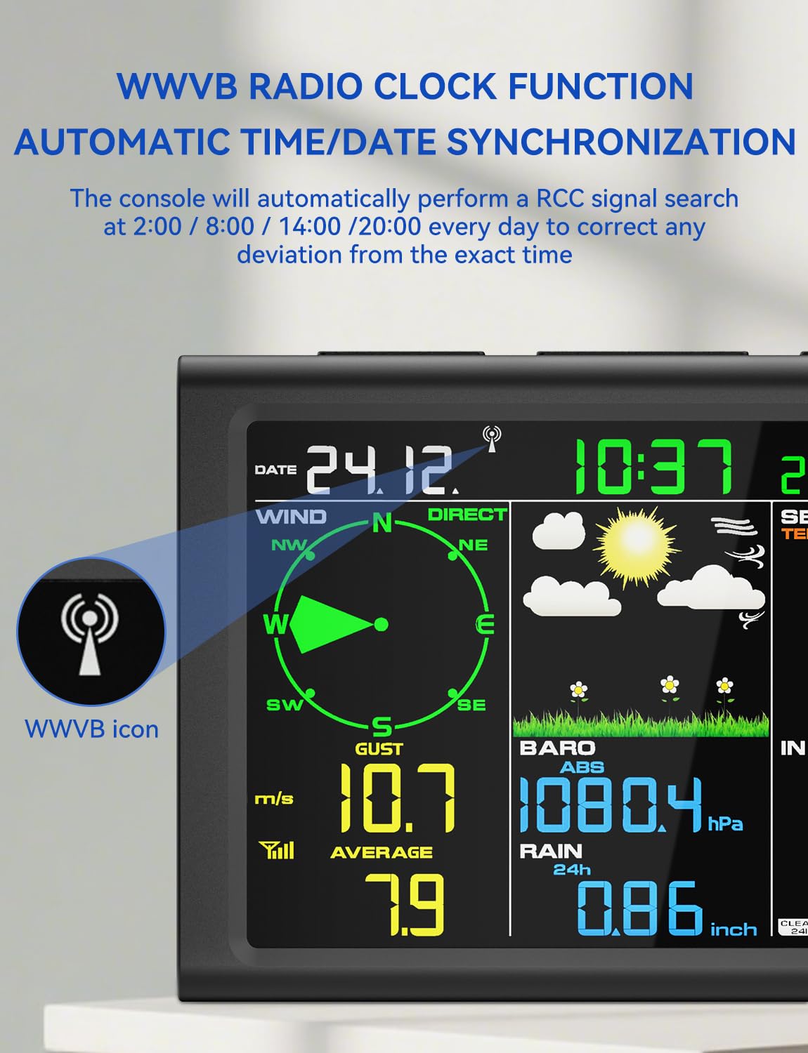 Ultimate Ears Wireless Weather Station with Outdoor Wireless Sensor,Radio Controlled Clock,Rain Gauge,Wind Speed/Direction,Moon Phase, Barometer,Temperature/Humidity,Weather Forecast (NO WiFi)