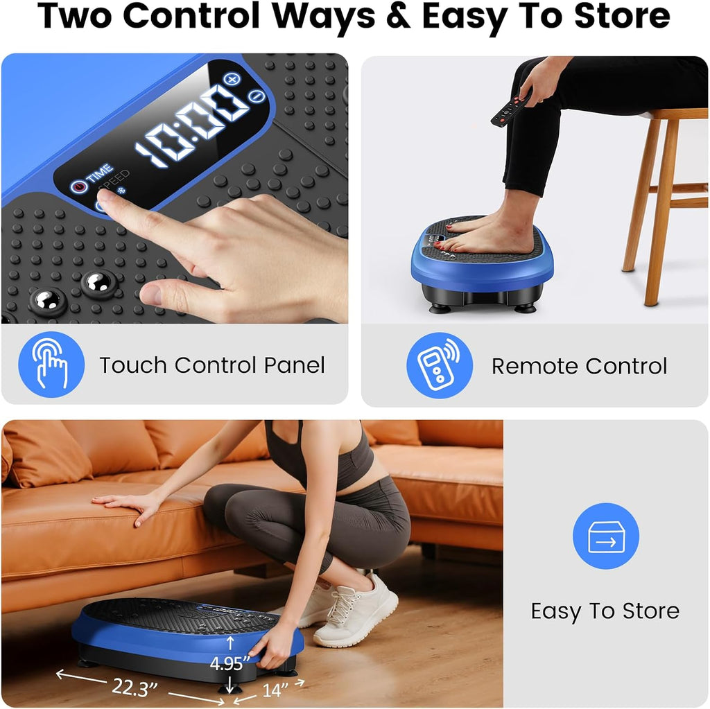 Ultimate Ears Vibration Plate Exercise Machine, Vibrating Fitness Platform for Lymphatic Drainage, Full Body Shaker Workout Equipment, Bluetooth Power Shaping Vibrate Plate, Board Sport for Home Exercise Gym, Blue