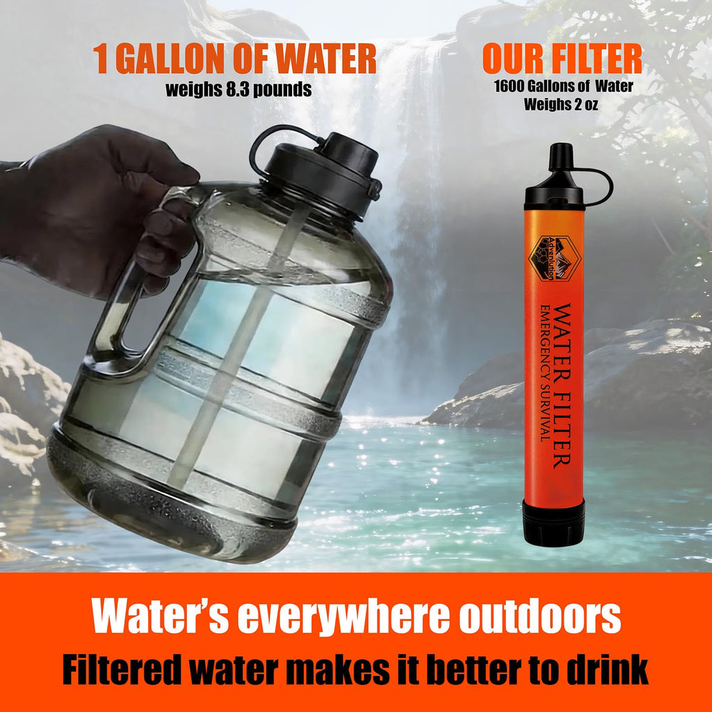 Ultimate Ears 5-Pack Personal Water Filter Straw with Emergency Whistle, Portable Reusable Survival Filter for Family Camping, Hiking, Backpacking & Emergency Preparedness