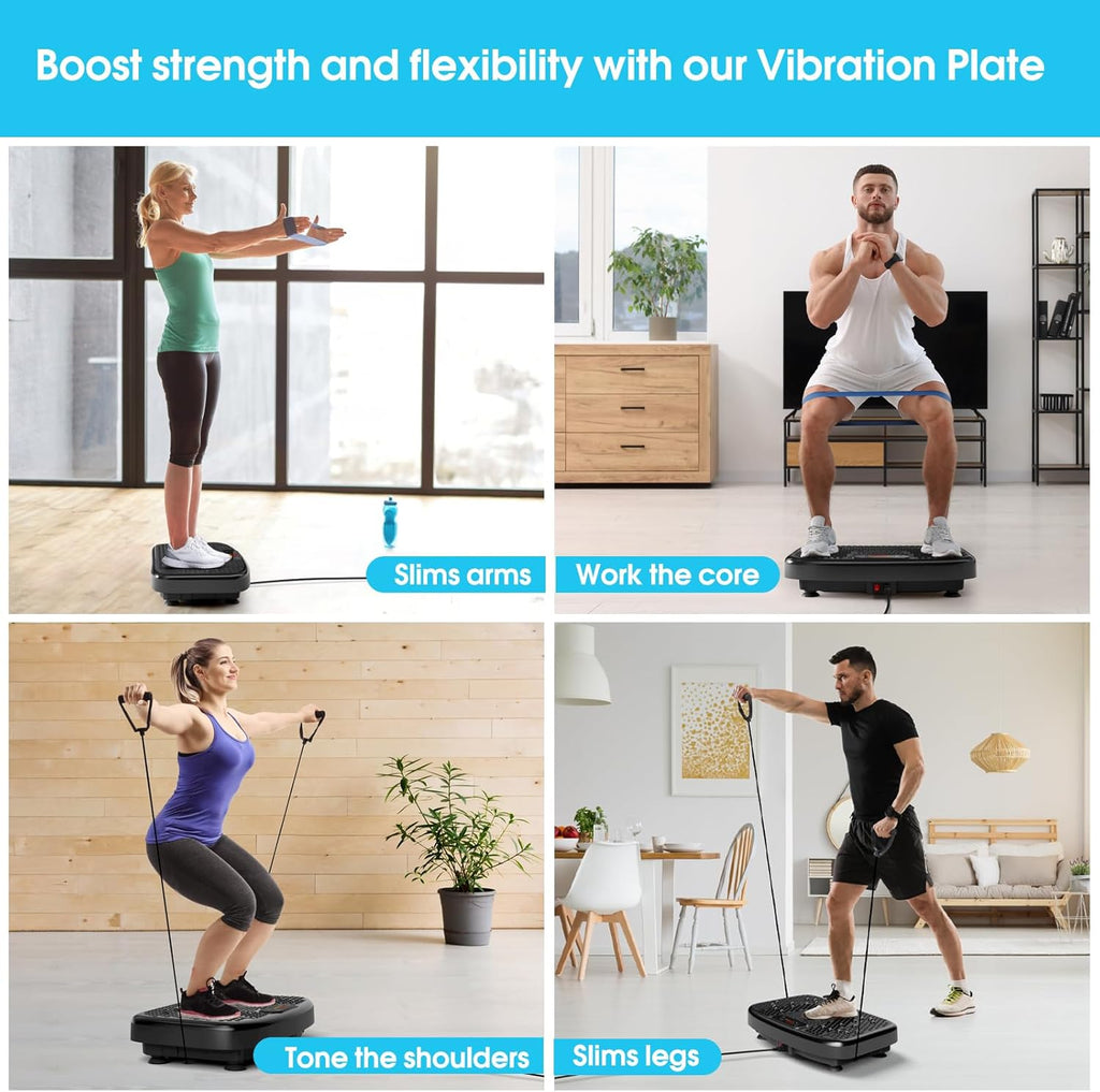 Ultimate Ears Waver Vibration Plate Exercise Machine for Lymphatic Drainage Weight Loss,120 Speed Levels Vibrating Platform with Resistance Bands,Full-Body Workout Equipment for Muscle Activation