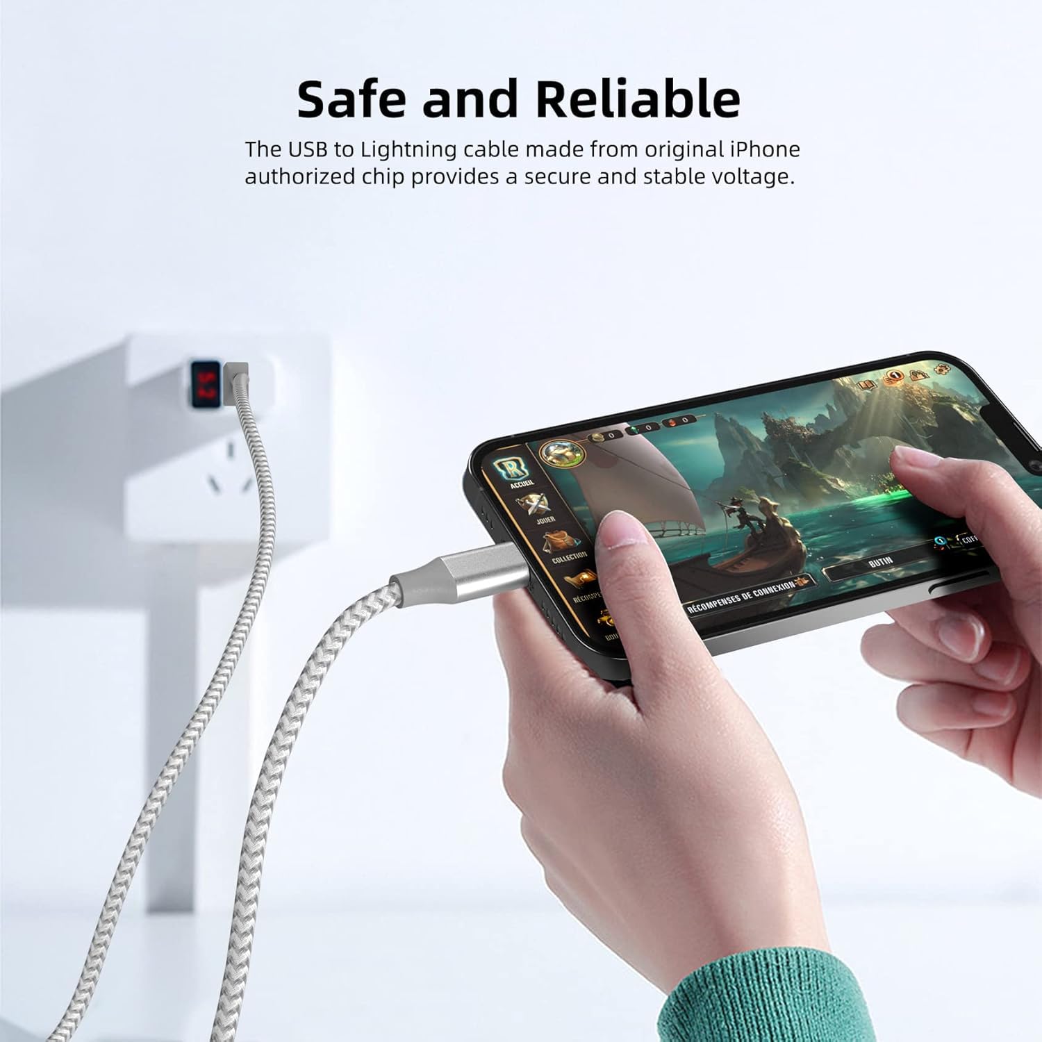PSIL iPhone Charger 3 Pack 10 ft Apple MFi Certified Lightning Nylon Braided Cable Fast Charging Cord Compatible with iPhone 13 12 11 Pro Max XR XS X 8 7 6 Plus SE iPad and More