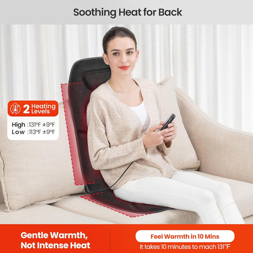 Ultimate Ears Vibration Back Massager Seat Cushion with Heat,Father Day Dad Gifts for Men,10 Motors Massage Chair Pad,Chair Massager for Pain Relief at Office/Home, Father Day Gift