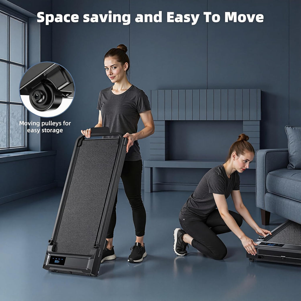 Ultimate Ears Walking Pad Treadmill for Home - Folding Treadmills with Handle Bar Portable Compact Fold up Indoor Foldable Handles Electric Walk Pads Small Spaces Mini Running Quiet Under Bed Office
