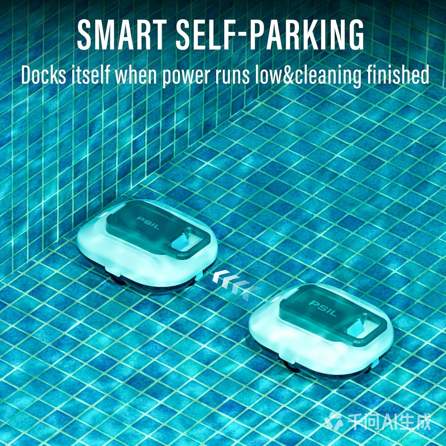 Cordless Robotic Pool Cleaner with Dual high-Efficiency Motors Delivers Strong Suction, Smart Self-Parking,Smart LED Indicator,Pool Vacuum for Above-Ground Flat Pool up to 900 Sq.ft(White)
