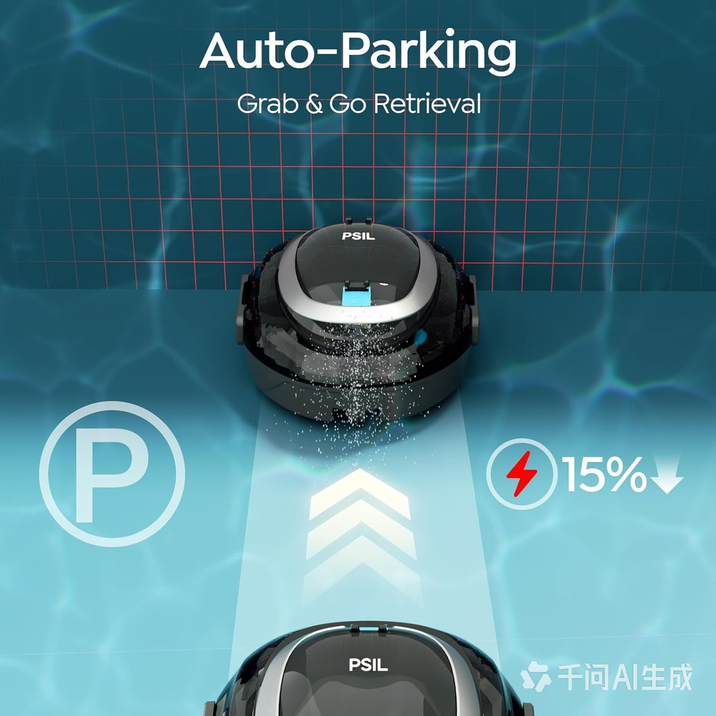 [2026 New] PSIL  S2 Robotic Pool Cleaner – Dual-Layer Filtration, 90-Min Runtime, Powerful Cordless Pool Vacuum for Above-Ground & Flat Pools, Efficient Debris Removal & Auto-Parking Design