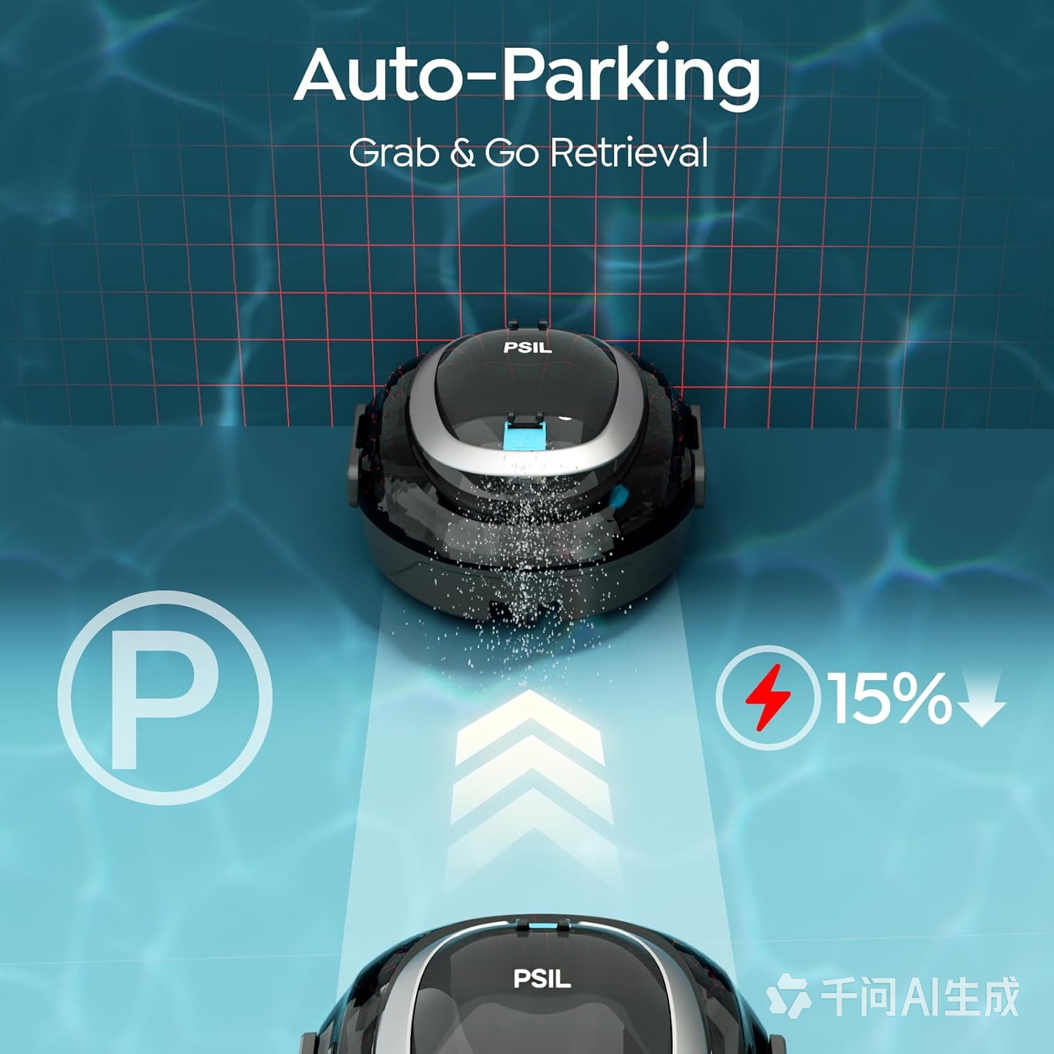 [2026 New] PSIL  S2 Robotic Pool Cleaner – Dual-Layer Filtration, 90-Min Runtime, Powerful Cordless Pool Vacuum for Above-Ground & Flat Pools, Efficient Debris Removal & Auto-Parking Design