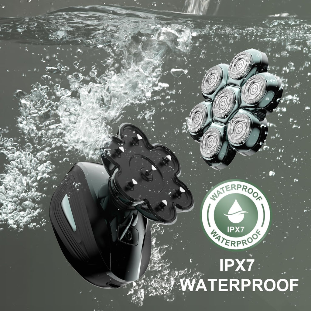 PSIL Head Shavers for Bald Men: 𝟕𝐃 𝐅𝐥𝐨𝐚𝐭𝐢𝐧𝐠 Electric Razor with Magnetic Removable Head, IPX7 Waterproof Wet or Dry Shaver, LED Display & Type-C Fast Charging 𝐟𝐨𝐫 𝐅𝐚𝐭𝐡𝐞𝐫'𝐬 𝐃𝐚𝐲