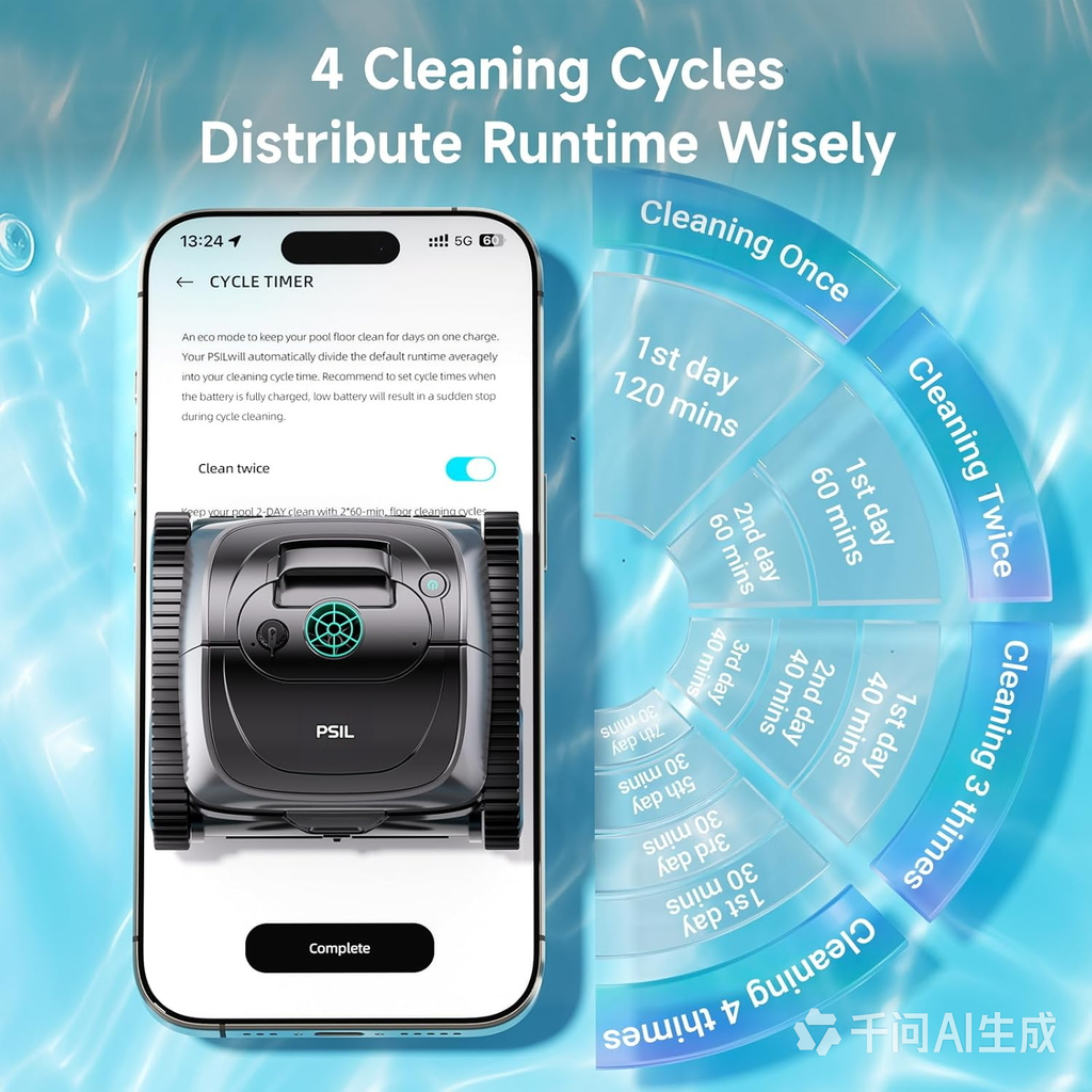PSIL 2026 Upgrade C1 Cordless Robotic Pool Vacuum for Inground Pools, Above Ground Smart Pool Cleaner 4-in-1 Wall & Waterline Cleaning Up to 1,621 sq.ft, 150mins App Conrol Navigation, Gray Green
