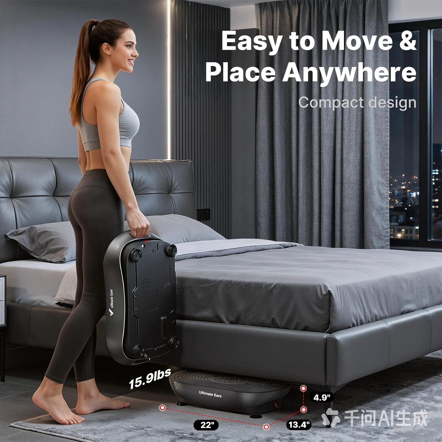 Ultimate Ears Vibration Plate Exercise Machine, Vibrating Platform for Lymphatic Drainage Weight Loss Muscle Activation, Full Body Home Exercise Equipment with LED Touch Screen Bluetooth Pull Cord